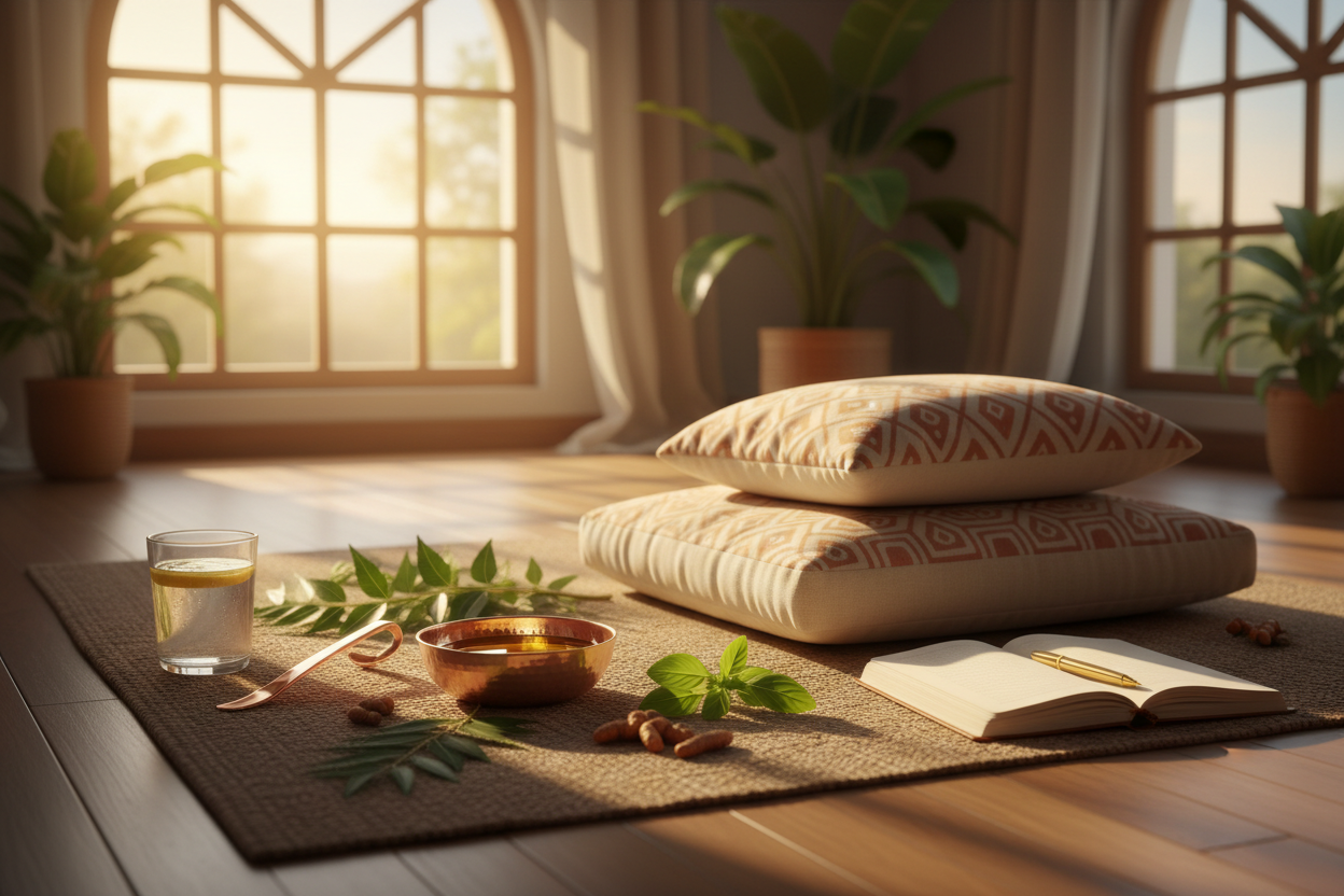 Morning Rituals
7-Day Series

Transform your mornings with Ayurvedic practices that set the tone for vibrant, energized days. Learn about oil pulling, tongue scraping, meditation, and more.